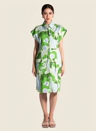 Rochie midi imprimeu fantezie mâneci scurte verde TARA JARMON femeie