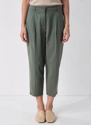 Pantalon 7/8 închidere cu fermoar sub clapetă cu nasturi verde LPB LES PETITES BOMBES  femeie