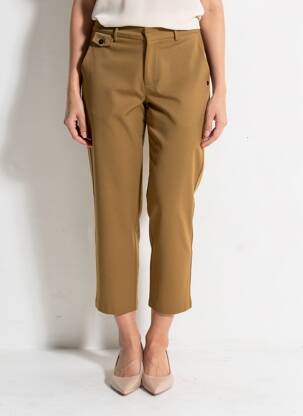 Pantalon 7/8 închidere cu fermoar sub clapetă cu cârlig maro SURKANA femeie