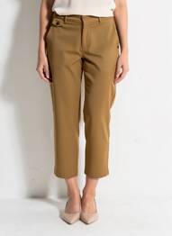 Pantalon 7/8 închidere cu fermoar sub clapetă cu cârlig maro SURKANA femeie
