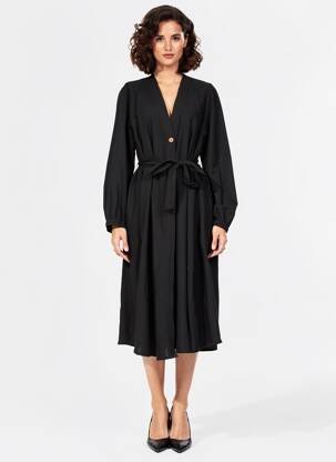 Rochie lungă mâneci lungi mâneci lungi negru CHICOSOLEIL femeie