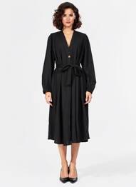 Rochie lungă mâneci lungi mâneci lungi negru CHICOSOLEIL femeie