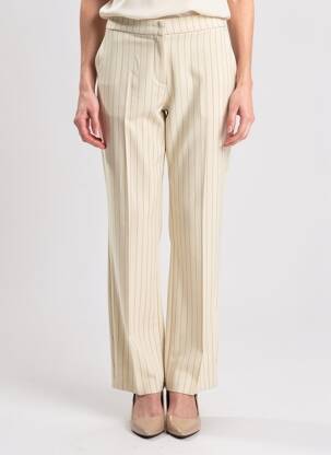 Pantalon drept țesătură crep talie înaltă bej TONI femeie
