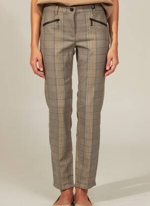 Pantalon slim țesătură poplin mărime normală maro TONI femeie