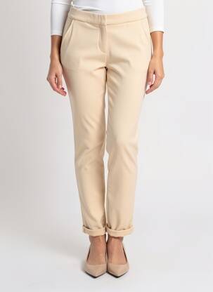 Pantalon slim talie elastică mărime normală bej TONI femeie