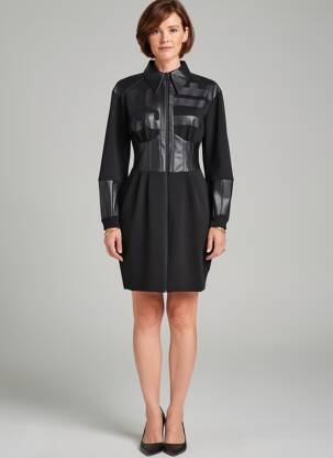 Rochie scurtă mâneci lungi mâneci lungi negru LESLIE femeie