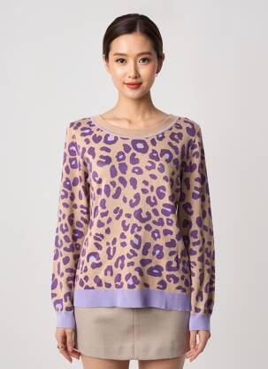 Pulover croială cambrată mâneci lungi violet LEO & UGO femeie