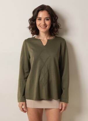 Pulover croială dreaptă mâneci lungi verde MARIA BELLENTANI femeie