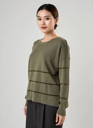 Pulover croială dreaptă mâneci lungi verde MARIA BELLENTANI femeie