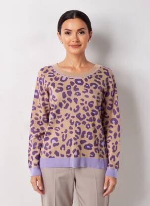 Pulover croială cambrată mâneci lungi violet LEO & UGO femeie