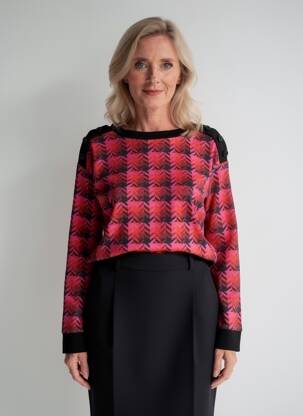 Pulover elasticitate mâneci lungi roz LESLIE femeie