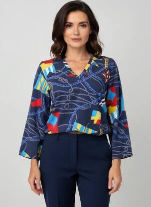 Tricou mâneci 3/4 mâneci 3/4 albastru LEO & UGO femeie