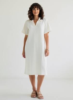 Rochie midi mâneci scurte mâneci scurte bej CREAM femeie