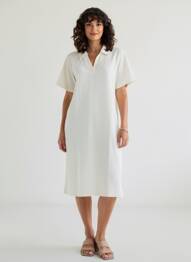 Rochie midi mâneci scurte mâneci scurte bej CREAM femeie