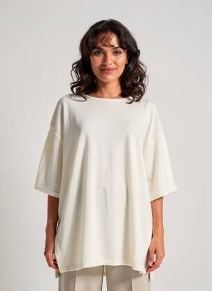 Tricou mâneci 3/4 mâneci 3/4 bej CREAM femeie