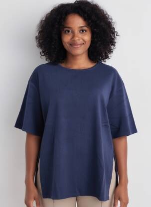 Tricou mâneci 3/4 mâneci 3/4 albastru CREAM femeie