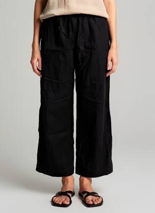 Pantalon drept țesătură crep mărime normală negru H&M femeie