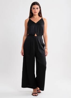 Salopetă-pantalon bretele subțiri bretele subțiri negru KARMA KOMA femeie