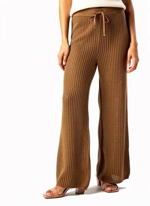 Pantalon evazat talie elastică maro PORTOFINO femeie