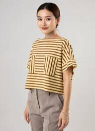 Tricou elasticitate mâneci scurte bej PORTOFINO femeie