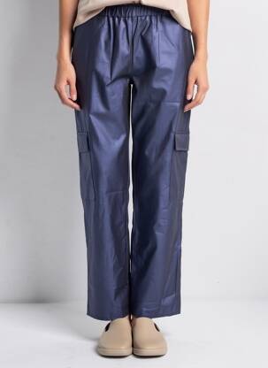 Pantalon drept talie elastică mărime normală albastru EMA BLUE'S femeie