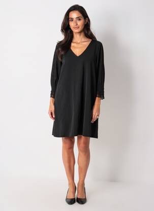 Rochie scurtă mâneci 3/4 mâneci 3/4 negru GRACE & MILA femeie