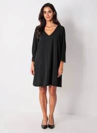 Rochie scurtă mâneci 3/4 mâneci 3/4 negru GRACE & MILA femeie