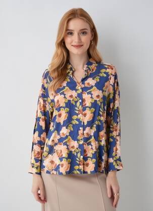 Cămașă imprimeu floral mâneci lungi albastru LA PETITE ETOILE femeie