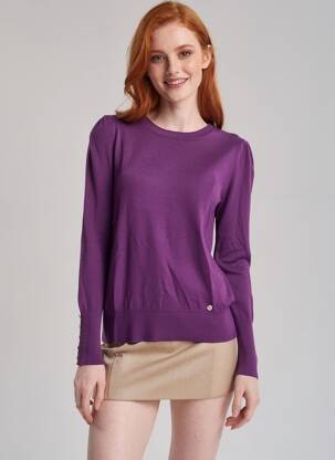 Pulover croială cambrată mâneci lungi violet LA PETITE ETOILE femeie