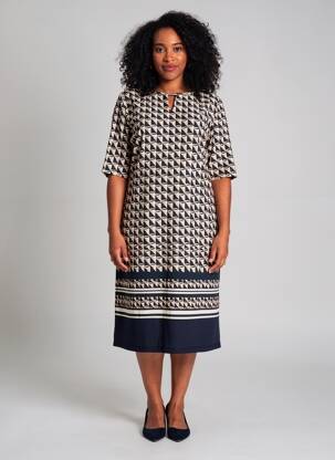 Rochie midi imprimeu fantezie mâneci scurte albastru BETTY BARCLAY femeie