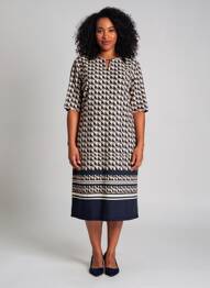Rochie midi imprimeu fantezie mâneci scurte albastru BETTY BARCLAY femeie