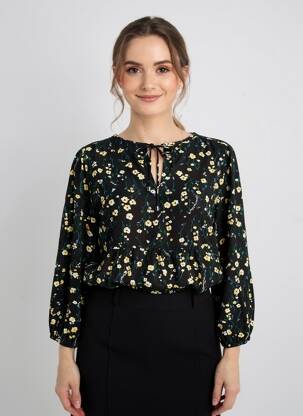 Bluză țesătură poplin mâneci 3/4 negru STREET ONE femeie