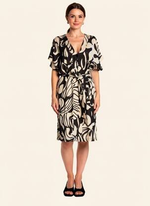 Rochie midi mâneci scurte mâneci scurte negru LA FEE MARABOUTEE femeie
