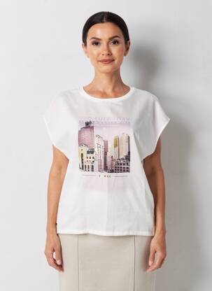 Tricou imprimeu fantezie mâneci scurte alb GARCIA femeie