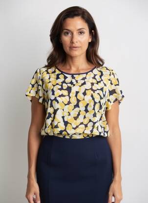 Tricou imprimeu fantezie mâneci scurte albastru CERISE BLUE femeie