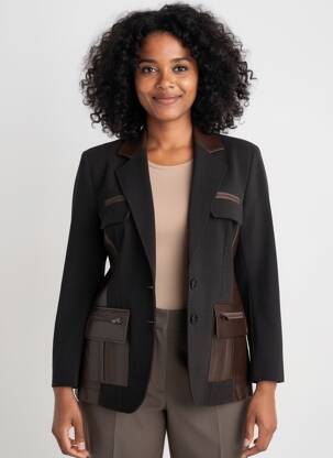 Sacou buzunare maro TRICOT CHIC femeie