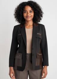 Sacou buzunare maro TRICOT CHIC femeie