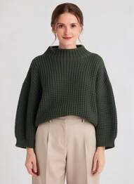 Pulover mâneci lungi mâneci lungi verde EVA KAYAN femeie