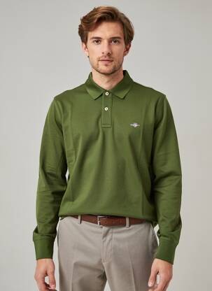 Polo mâneci lungi mâneci lungi verde GANT bărbat