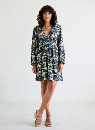 Rochie scurtă croială fluidă mâneci lungi albastru MAELLE femeie
