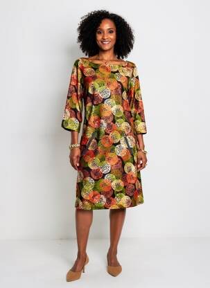 Rochie midi mâneci 3/4 mâneci 3/4 verde VEGAS femeie