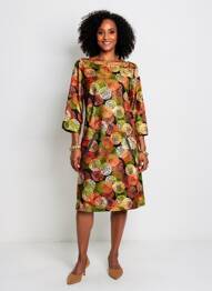 Rochie midi mâneci 3/4 mâneci 3/4 verde VEGAS femeie