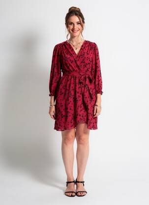 Rochie scurtă croială evazată mâneci lungi roșu MAELLE femeie