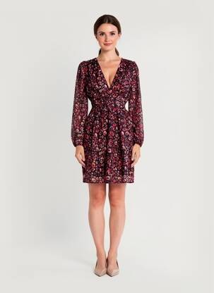 Rochie scurtă croială evazată mâneci lungi negru MAELLE femeie