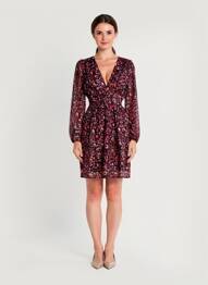 Rochie scurtă croială evazată mâneci lungi negru MAELLE femeie