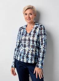 Pulover croială dreaptă mâneci lungi albastru SIGNATURE femeie