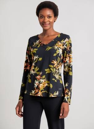 Top imprimeu fantezie mâneci lungi negru AGATHE & LOUISE femeie