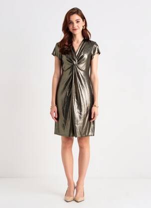 Rochie scurtă mâneci scurte mâneci scurte argintiu ESPERANCE femeie
