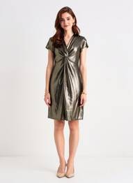 Rochie scurtă mâneci scurte mâneci scurte argintiu ESPERANCE femeie