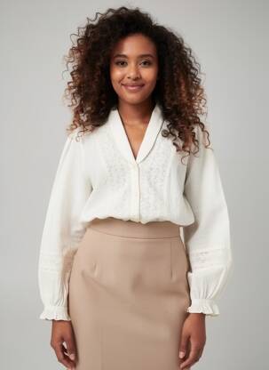 Cămașă țesătură crep mâneci lungi bej B.YOUNG femeie